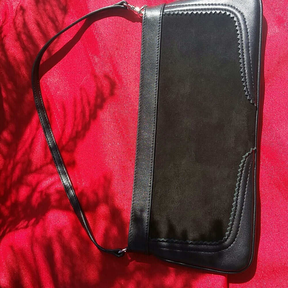 Black leather and suede clutch / mini bag