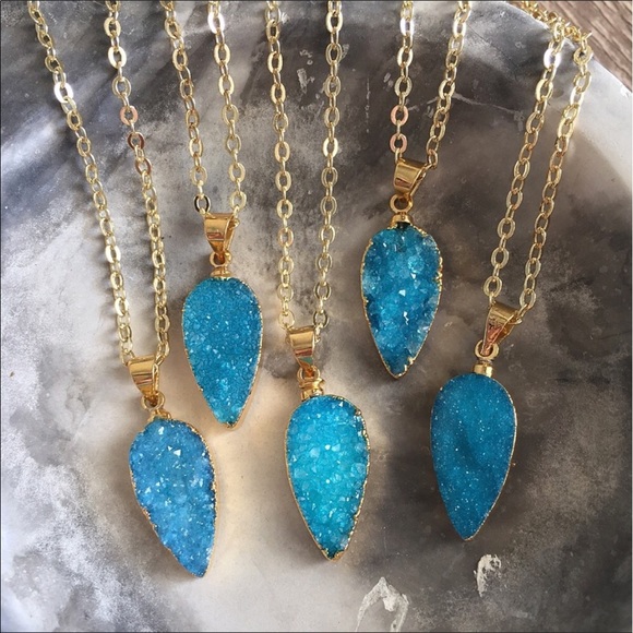 Lot of 4 Gorgeous blue Druzy Necklaces - Picture 2 of 8