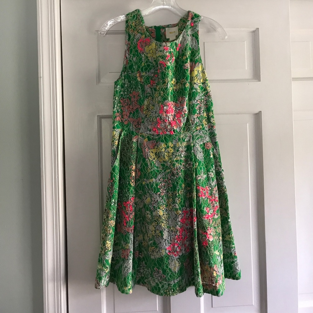 Green Printed Anthropologie Dress (Never Worn)