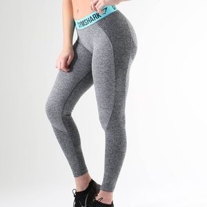 BRAND NEW Gymshark FLEX Leggings gray/ turquoise