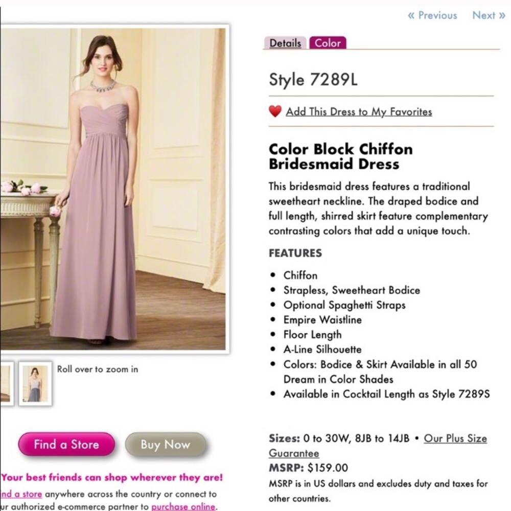 Alfred Angelo size 4 Blush Bridesmaid Dress!