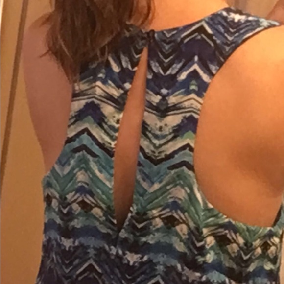 Women's blue-green pattern dress - Picture 2 of 3