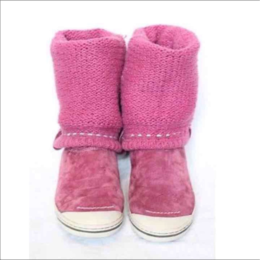 Simple Carry On Knit Boots Pink
