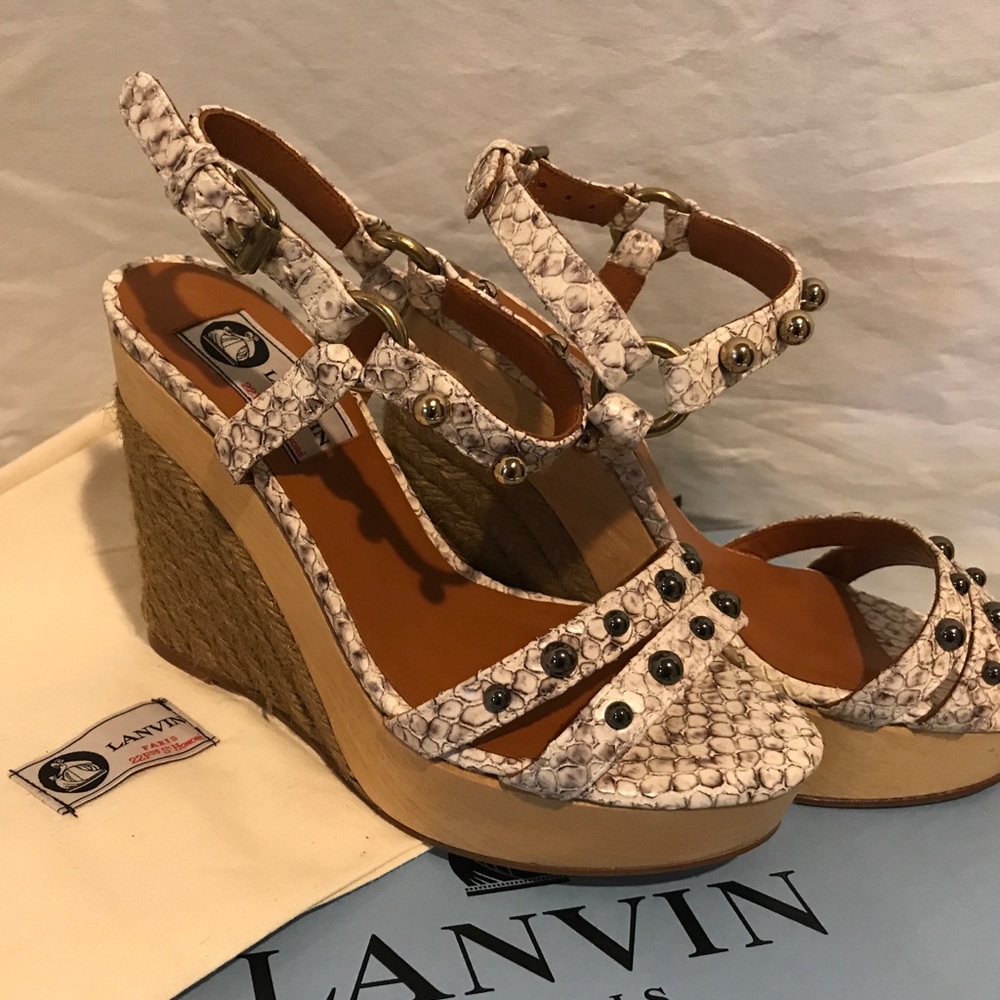 LANVIN ESPADRILLE SNAKE SKIN SANDALS $750 retail