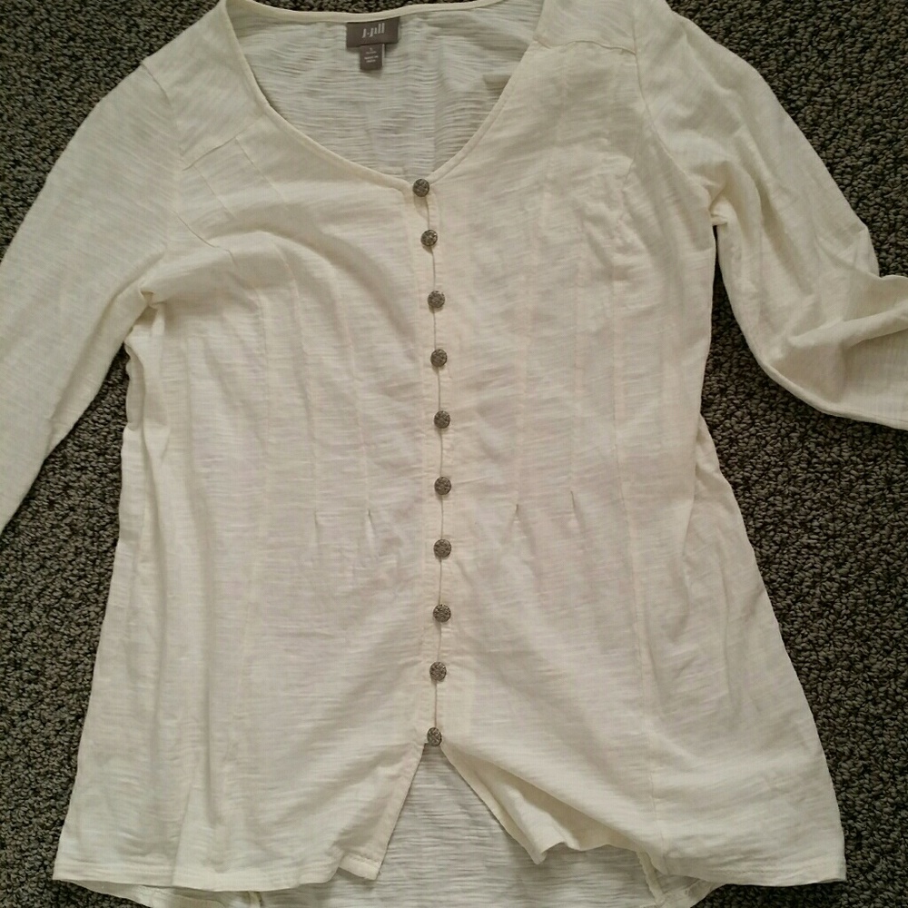 J. Jill cream light weight long sleeve blouse
