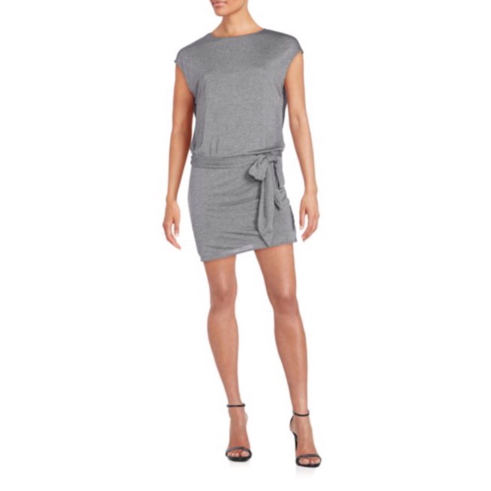 Haute Hippie Open Back Blouson Gray Mini Dress