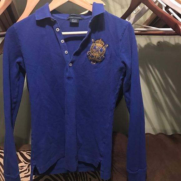 Polo Shirt Ralph Lauren, gold crest , long sleeve - Picture 1 of 5