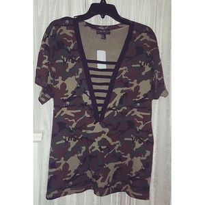 Plus Size Camo Strappy Tee