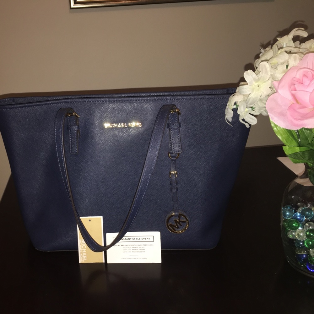 Navy Michael Kors tote