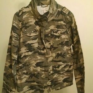 Embellished Camo Canvas Jacket