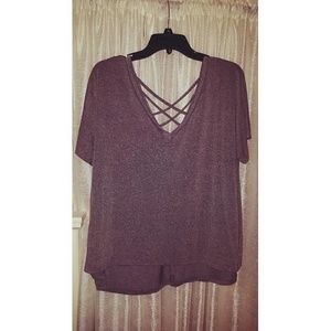 Plus Size Gray Strappy Tee