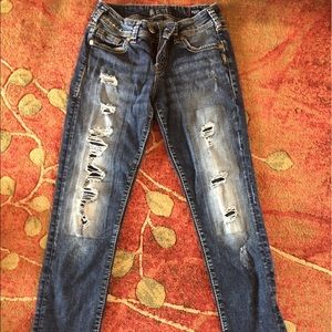 Women's silver skinny distressed jeans
