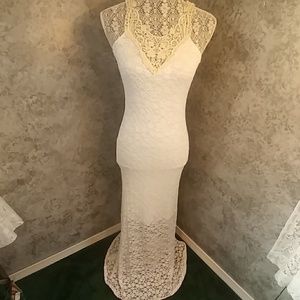 White lace maxi dress