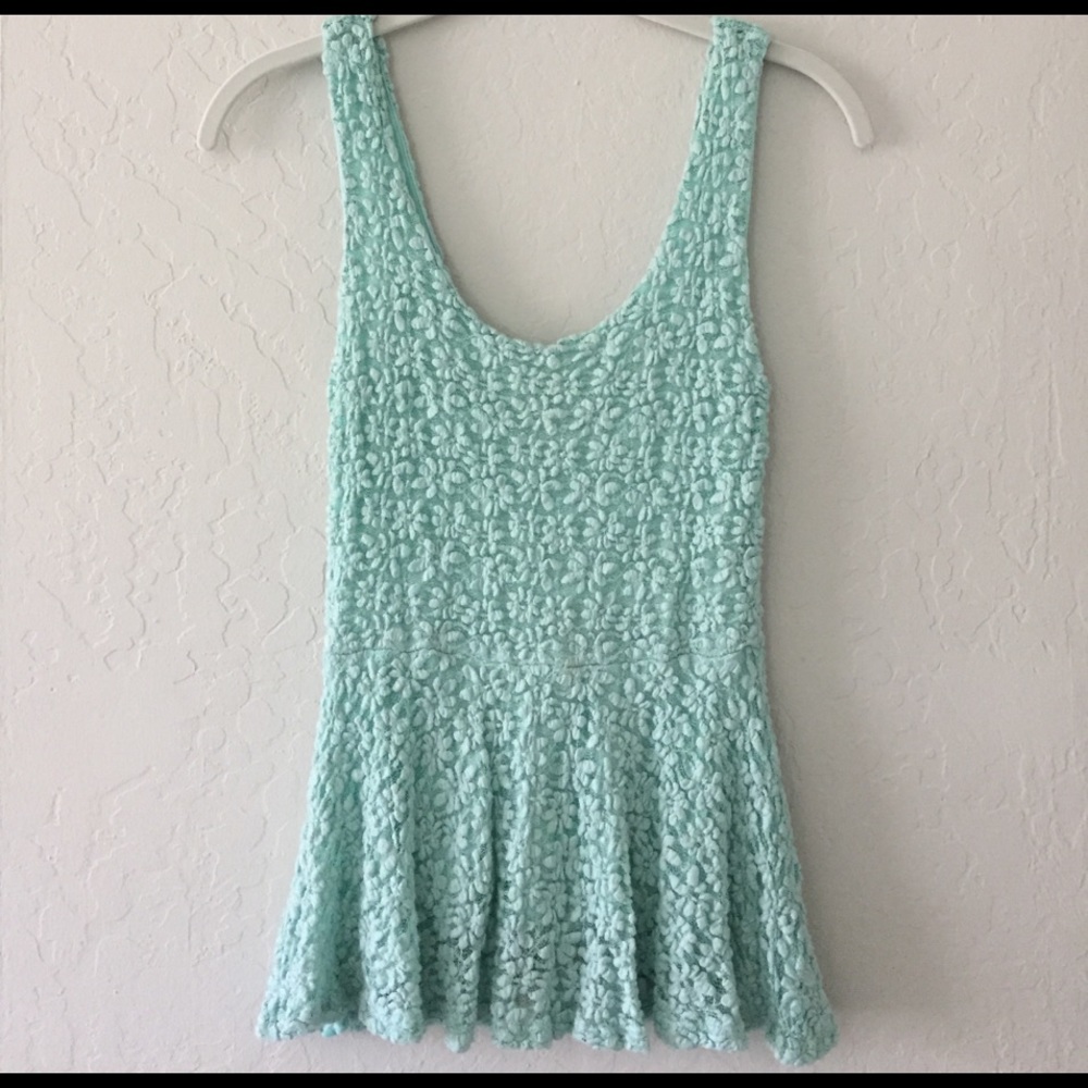 Mint floral peplum top