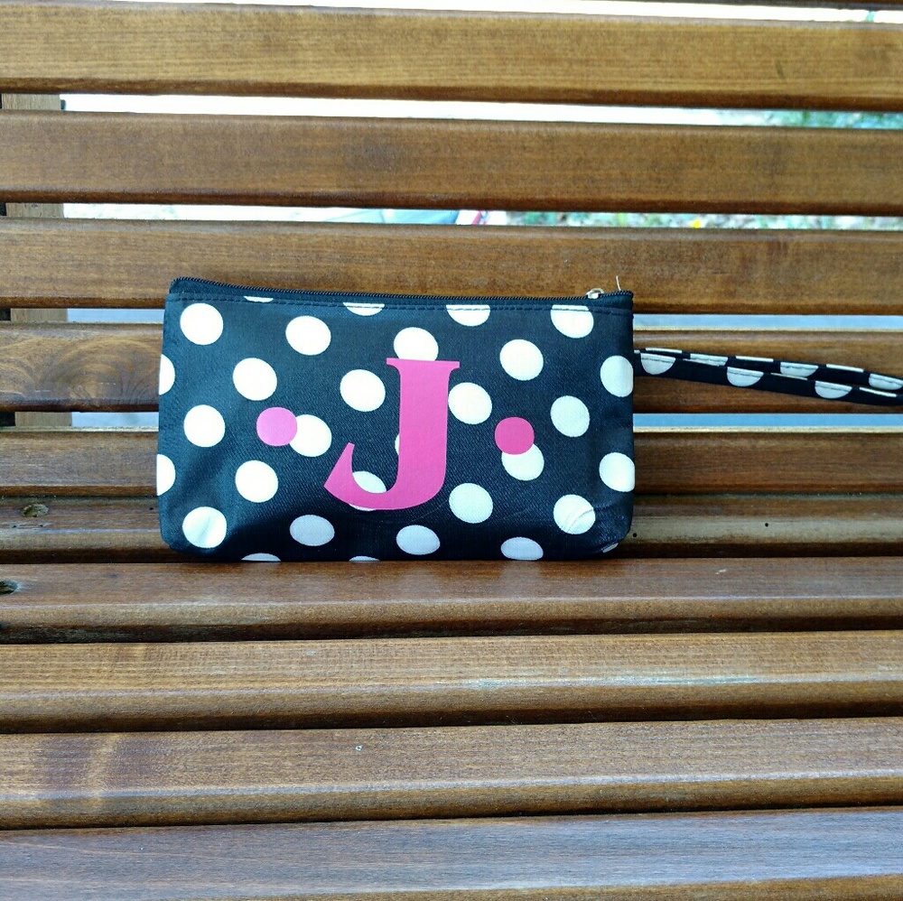 Makeup bag custom initial monogram black cosmetic