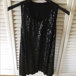 Black Sequin T-Back Swing Top