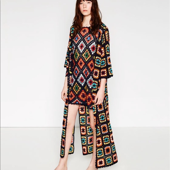 zara cable knit patchwork cardigan