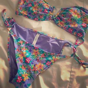 BP Undercover purple floral bandeau bikini