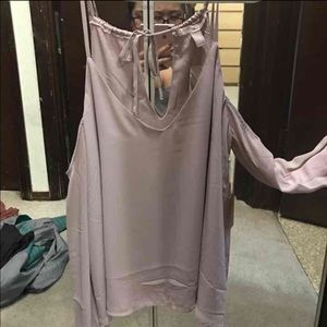 Blushing pink off shoulder top