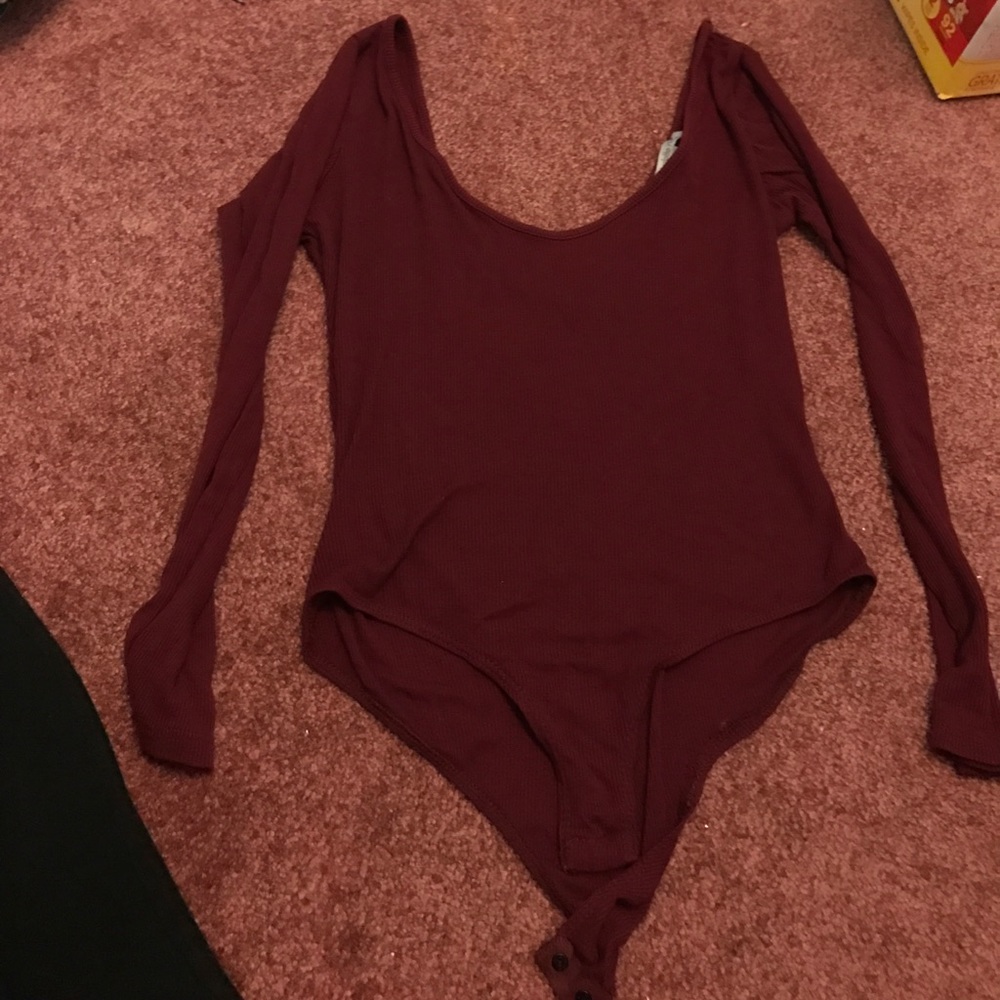 Maroon long sleeve body suit
