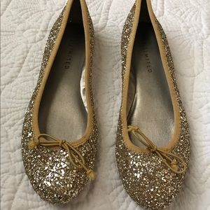 The Limited gold sparkle flats