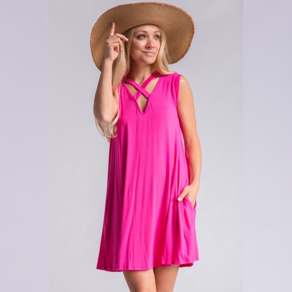 LAST ONE!!! *** Samantha Fuchsia Dress - Picture 2 of 3