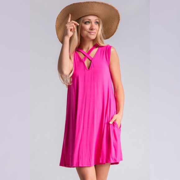 LAST ONE!!! *** Samantha Fuchsia Dress - Picture 2 of 3