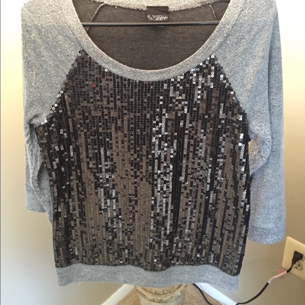 Sequin front sweater