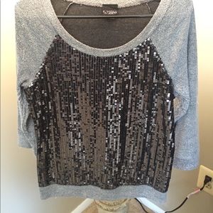 Sequin front sweater