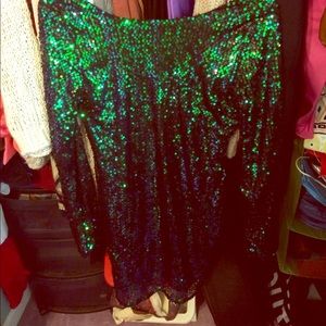 Dark green sequence mini dress