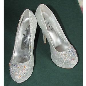 Rouge silver glitter stilettos