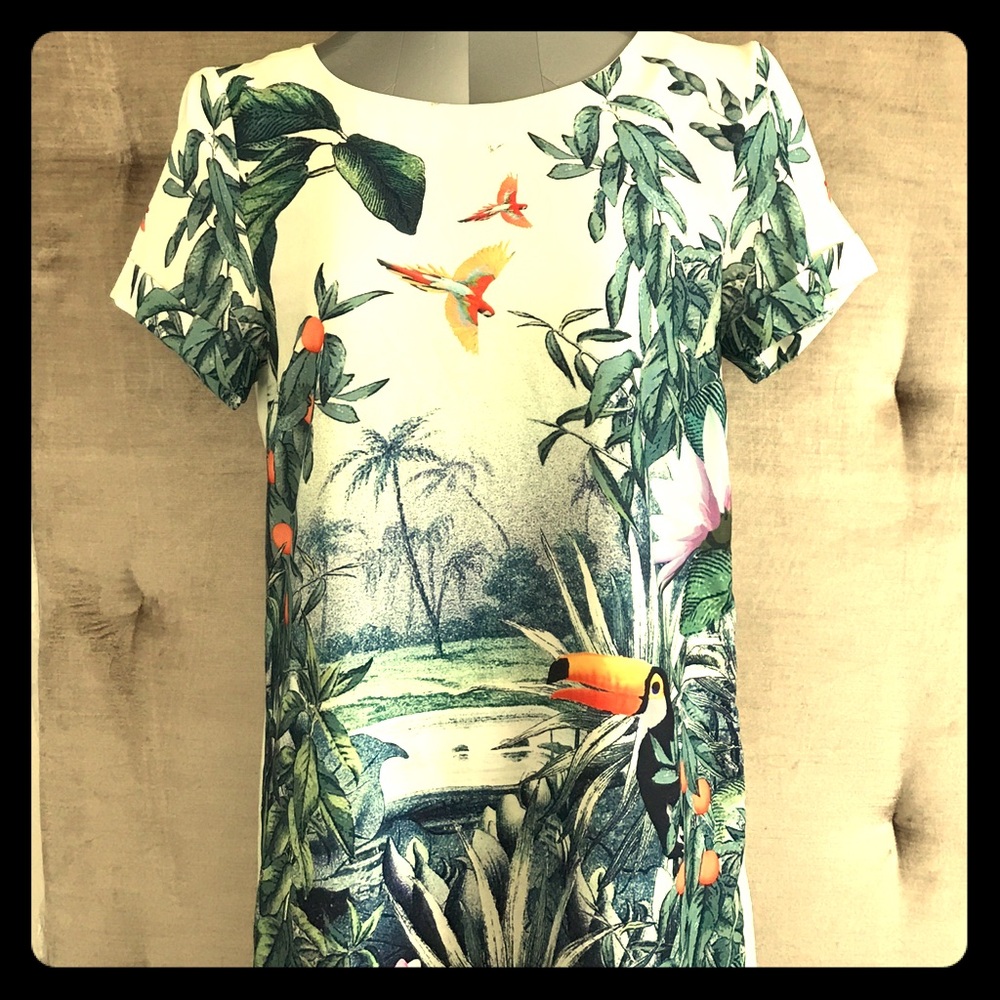 EUC H&M Conscious Collection tropical print dress