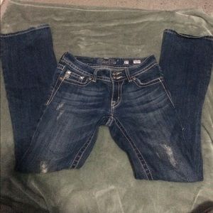 boot-cut distressed Miss Me jeans size 27