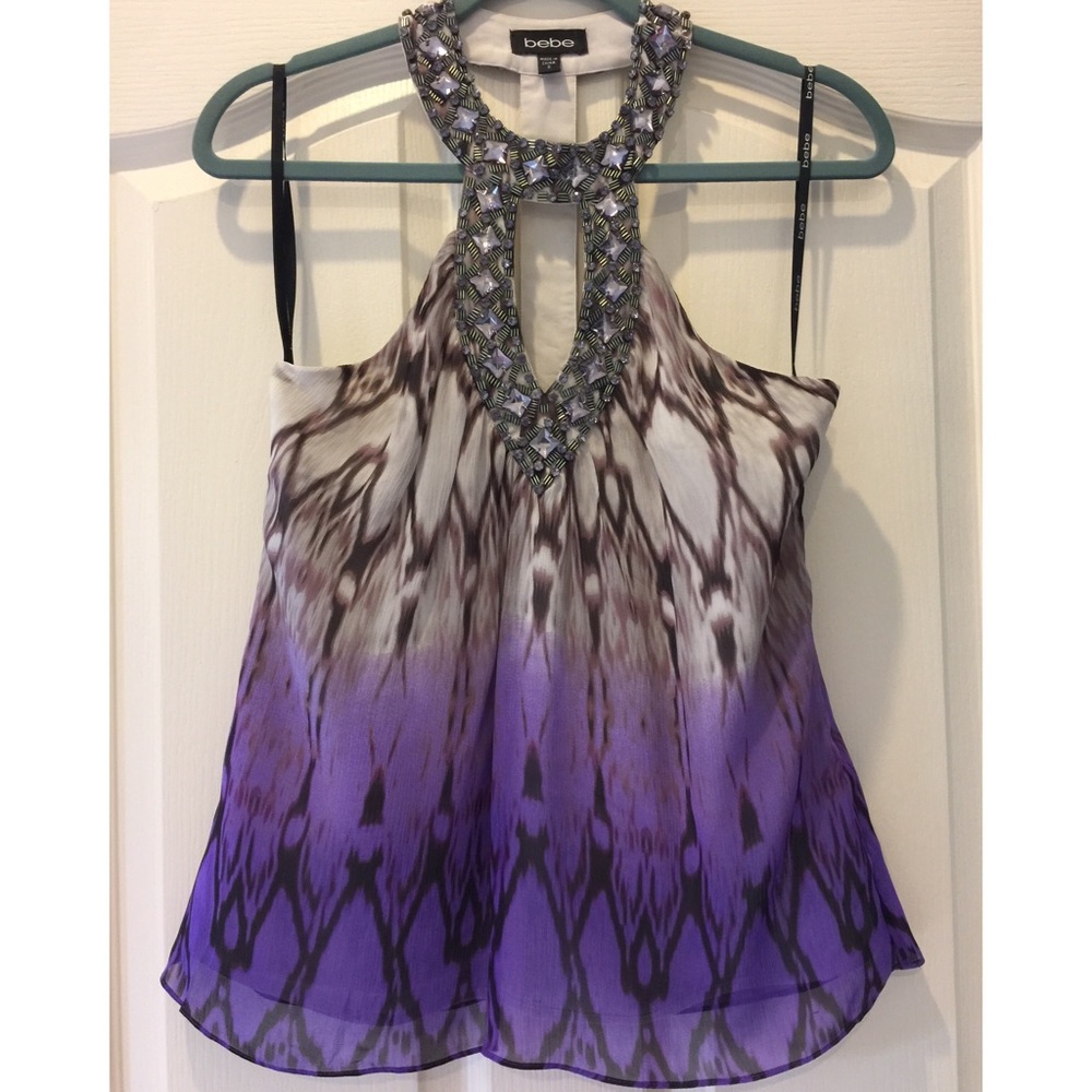 Bebe jeweled keyhole top