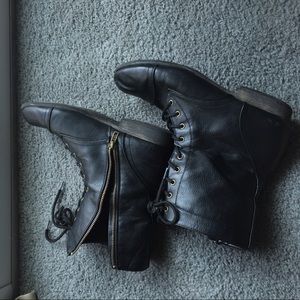 Black combat boots
