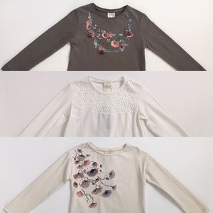 Bundle of 3 Zara Girls Long Sleeve Shirts