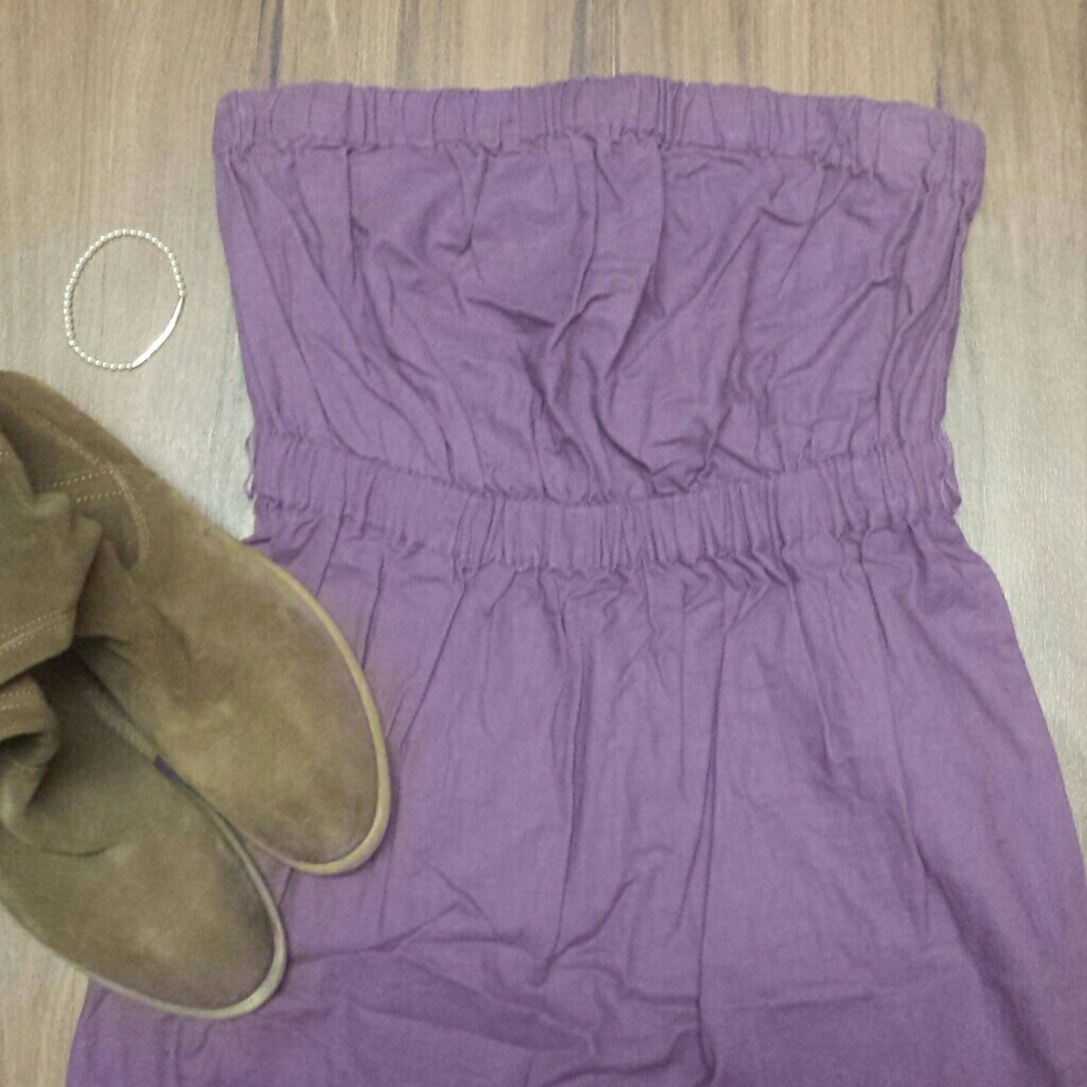 Target Mossimo purple linen strapless dress, small