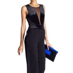 Jessica Simpson black velvet detail jumpsuit NWT S