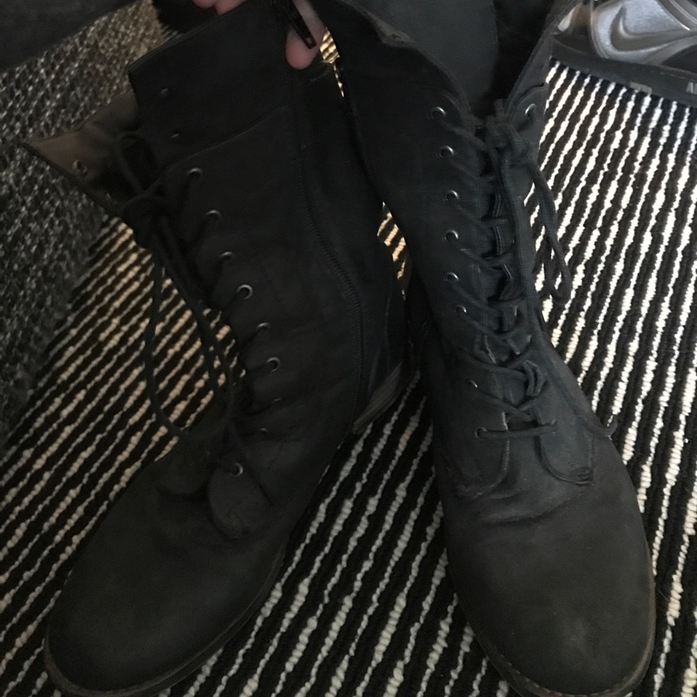 black lace up boots