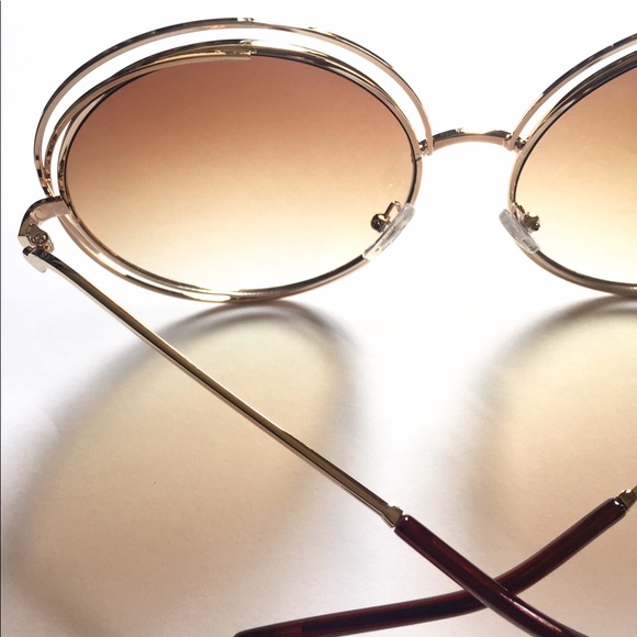 LAST PAIR! Large Round Sunglasses-Brown/Gold - Picture 6 of 7