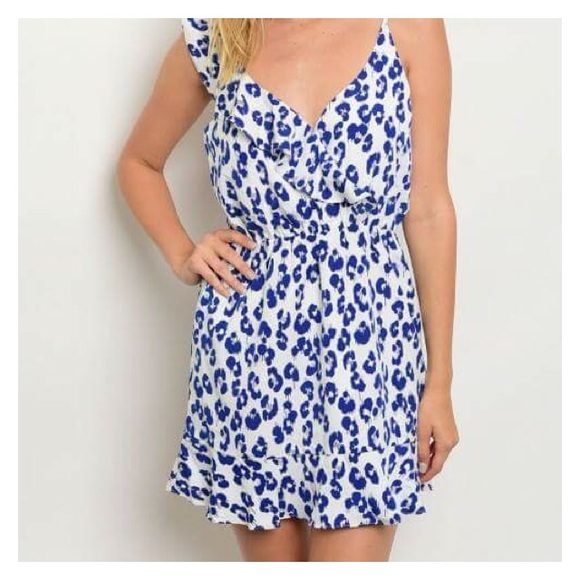 ⭐️CLEARANCE⭐️ Ivory & Royal Blue Dress - Picture 3 of 8