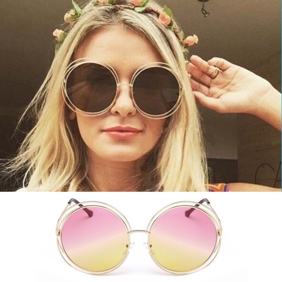 LAST PAIR! Vintage Style Large Round Sunglasses - Picture 2 of 7