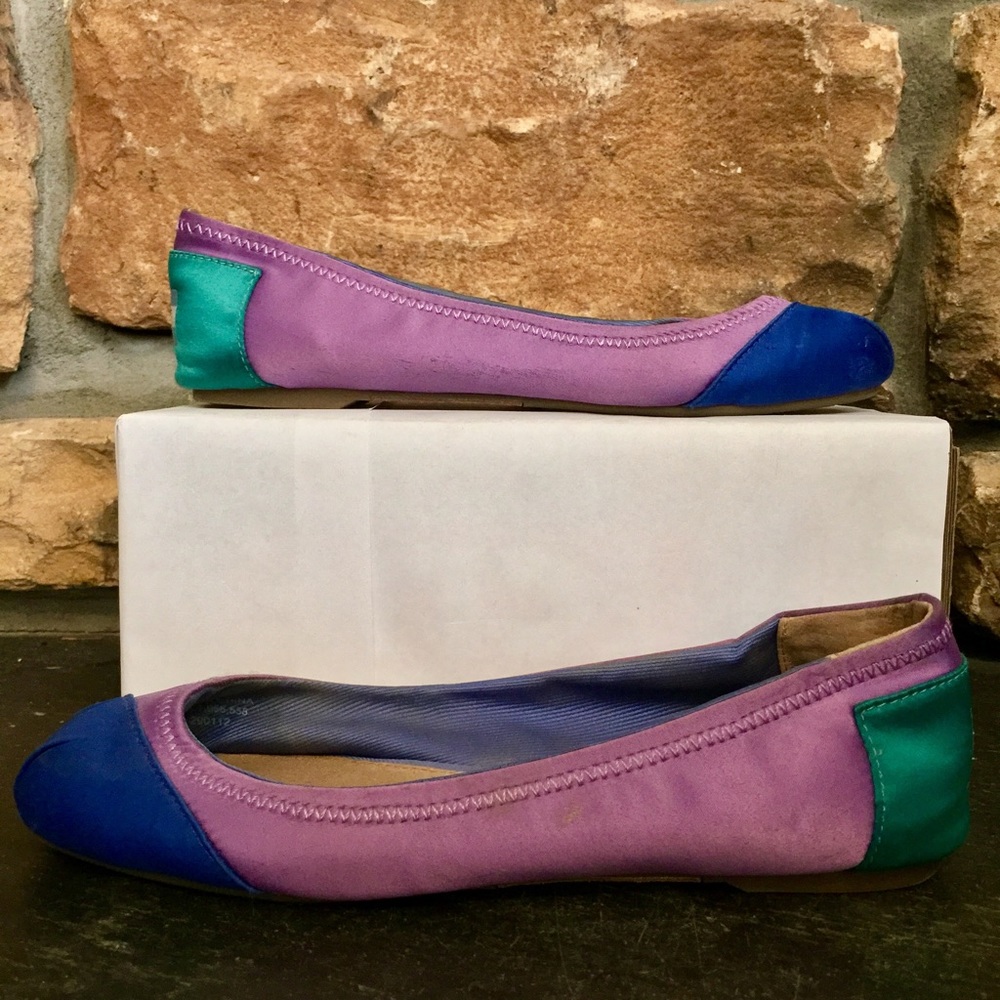 TRADED TOMS Satin colorblock ballet flats - Picture 1 of 4