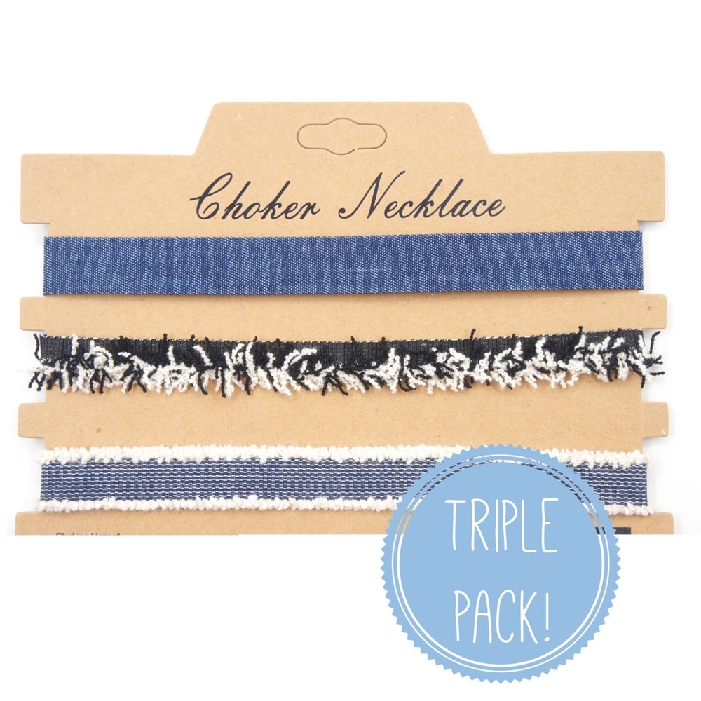 🆕 Triple pack Faux-Denim medley of chokers