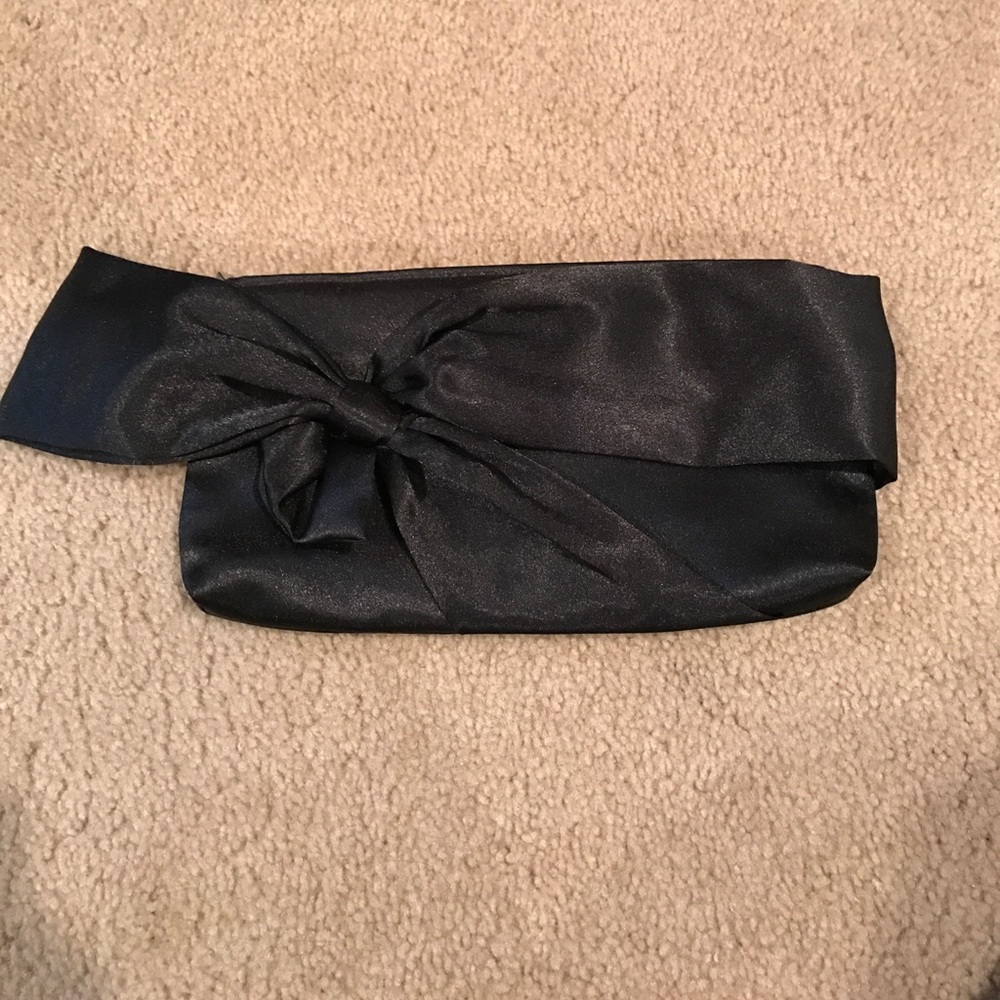 Black satin formal clutch