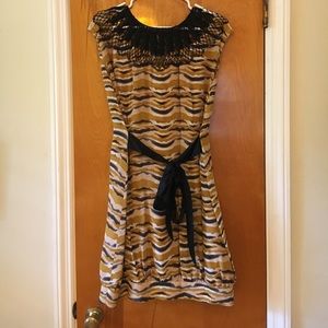 Beautiful silk gold and black cocktail dress