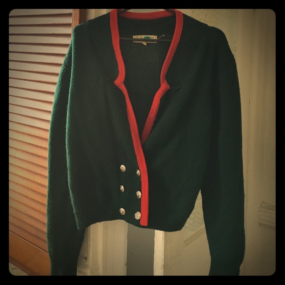 L.L. Bean wool vintage Double button Sweater