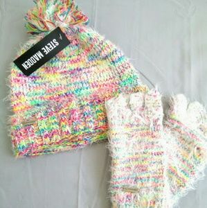 Steve Madden Multi-Colored Hat and Glove Set