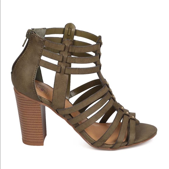 ⭐️SALE! Khaki Green Gladiator Peep Toe Heels - Picture 3 of 4
