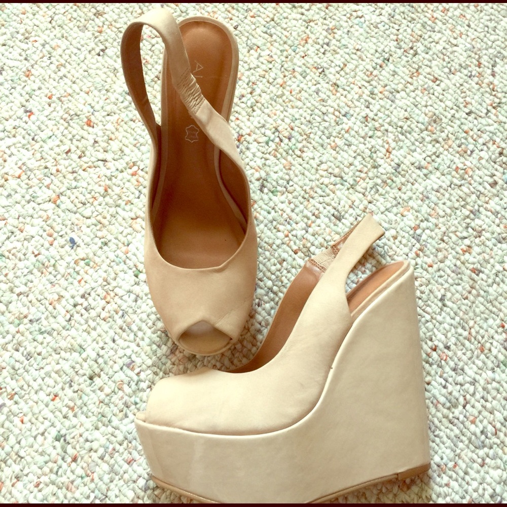 Aldo Nude Suede Wedges